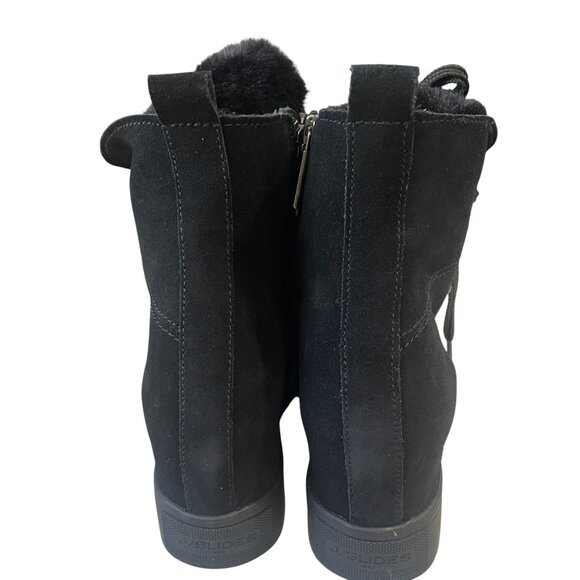 JSlides Whitney Black Suede Wedge Sneakers 7.5M New In Box Fur Streetwear Winter - Picture 7 of 8